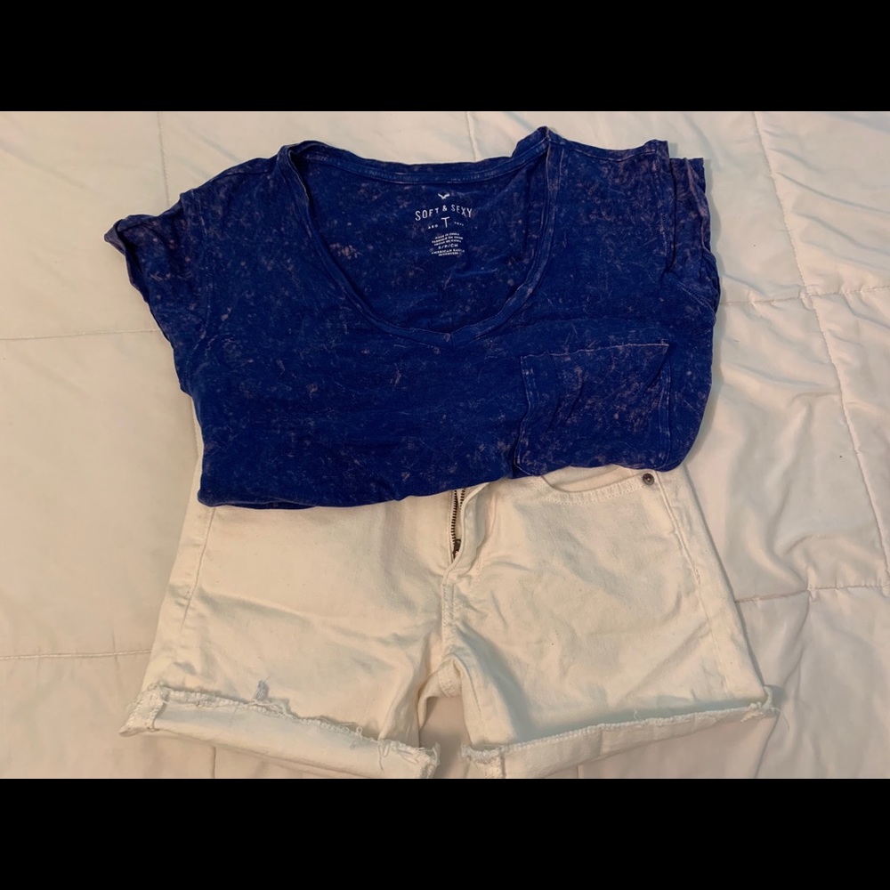 Blue distressed soft shirt
